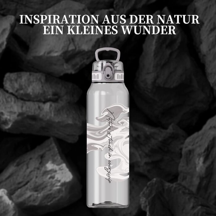 Дитяча пляшка для води UZSPACE 600 мл, спортивна, без витоку, з одноручним керуванням, для газованої води, миється в посудомийній машині, для школи та активного відпочинку, білий колір