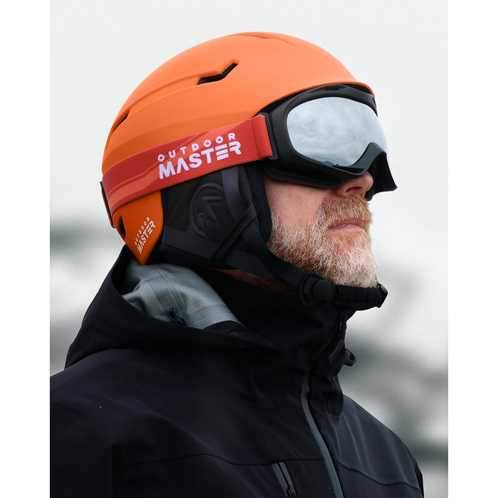 Гірськолижний шолом OutdoorMaster з маскою для дорослих, 12 вентиляційних отворів, матовий помаранчевий, розмір L (58-61 см), для лиж і сноуборду, унісекс