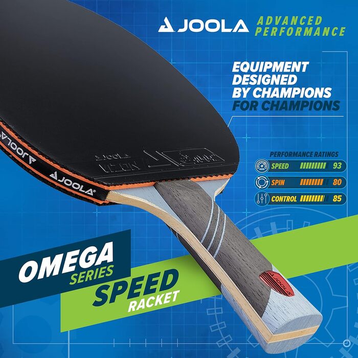 JOOLA Omega Speed – професійна ракетка для настільного тенісу з віскозною гумою, для просунутих гравців, турнірний рівень, ергономічна ручка, швидкісна гра