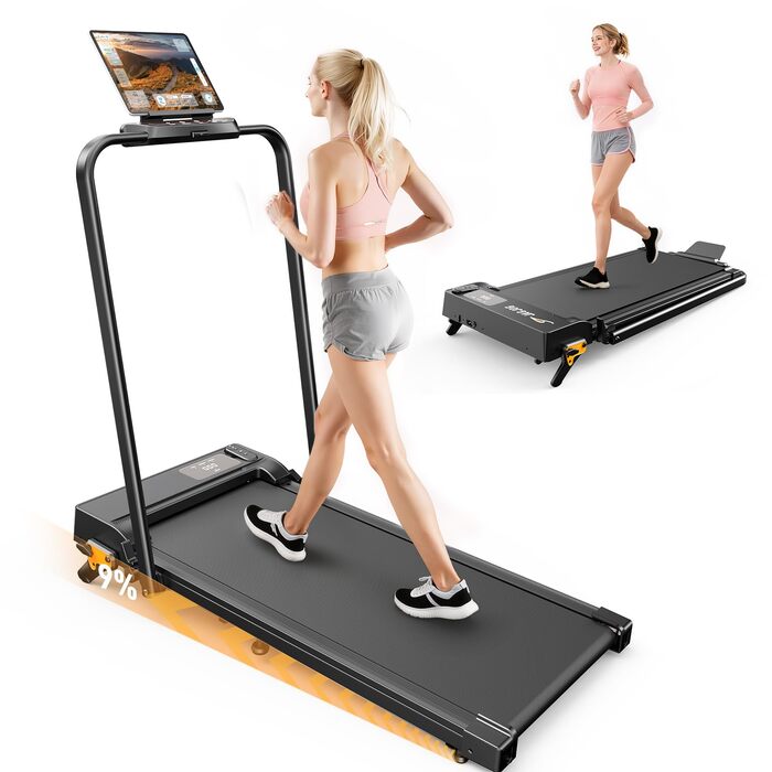 Складана бігова доріжка для дому та офісу Enboy, швидкість 12-14 км/год, ручне регулювання нахилу, LED-дисплей, максимальна вага 150 кг