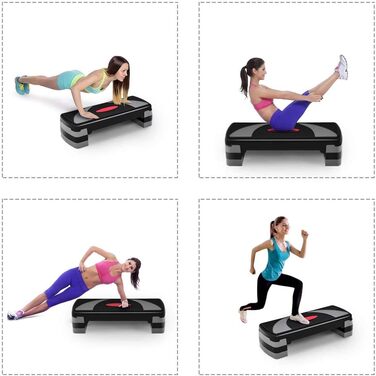 Аеробічний степ-платформа EnjoyFit XL преміум, 3-рівнева висота, 78x30x10/15/20 см, зелено-чорна