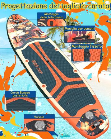 Надувний SUP-борд H2OSUP Stand Up Paddling Board - широка дошка для паділбордингу з преміум аксесуарами, стабільний надувний SUP для будь-якого рівня (зелений)