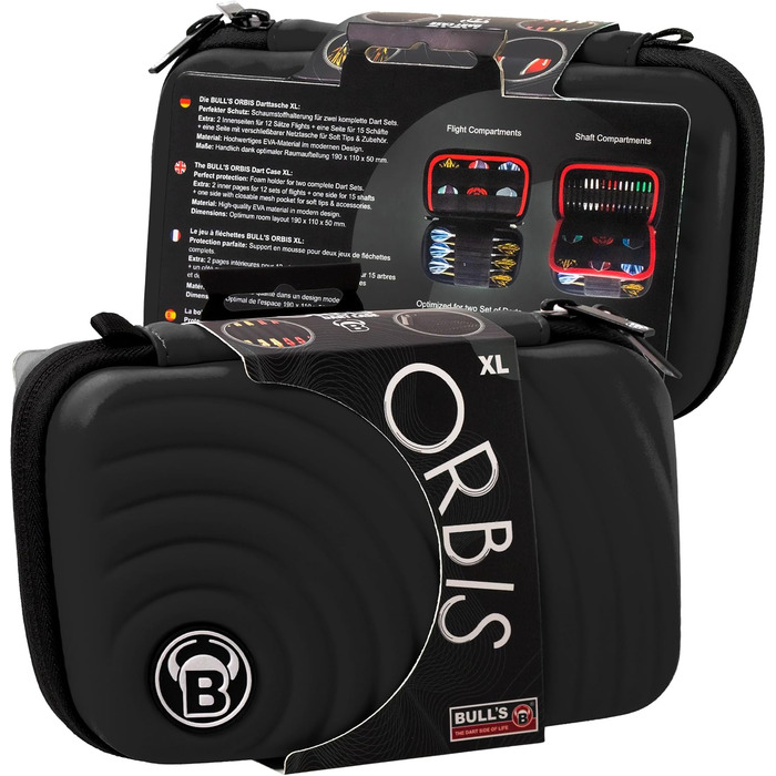 Чохол для дартсу BULL'S Orbis XL, чорний, футляр для дротиків