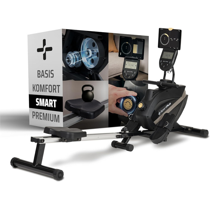 Гребний тренажер SportPlus для дому, складаний, з тихою магнітною системою гальмування, комп'ютером для тренувань, для дому, фітнес-обладнання, сумісний з додатком