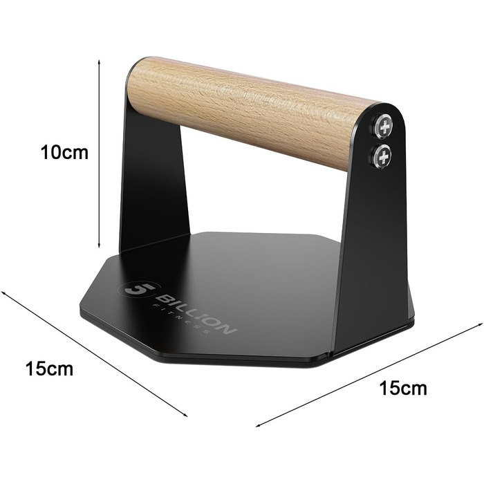 5BILLION Ручки для віджимань Push Up Bars - тренажер для дому, підтримка м'язів спини та рук, піна (чорний), сталь + дерево