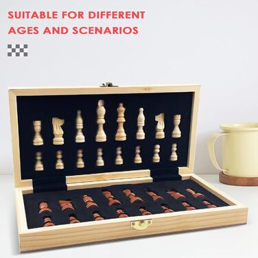 Шаховий набір Tekenebse: складане шахове поле 29x29 см, магнітні фігури, дерев'яний, для дітей та дорослих