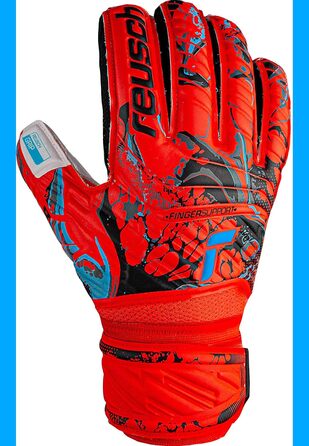 Воротарські рукавички Reusch Attrakt Finger Support для дорослих, червоно-сині, розмір 10, з хорошим зчепленням та зовнішнім швом