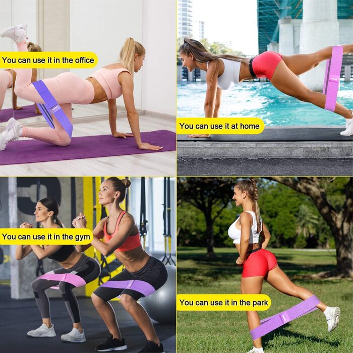 Еластичні гумки для фітнесу: набір для стегон, ніг, Pilates, йоги, силових тренувань (3 кольори: чорний, білий, сірий)