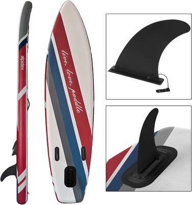 Надувна SUP-дошка ALPIDEX 320×76×15 см, комплект: весло, плавці, насос, ремінець, ремкомплект, сумка, до 200 кг