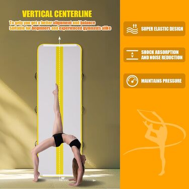 Надувна гімнастична матка Feath-R-Lite 10ft (3м) для дому, йоги, челедингу, 4 дюйми, з електричним насосом (FR-GELB)