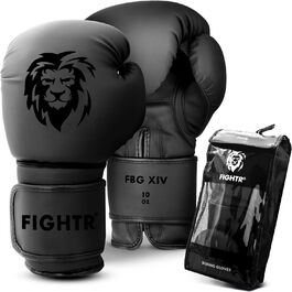 Боксерські рукавички Fightr 16 унцій, максимальний захист і стабільність, для боксу, ММА, муай-тай, кікбоксингу, чорні, з сумкою