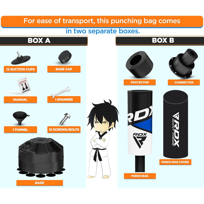 Боксерський мішок RDX Junior Standbox, рукавички для тренувань, MMA, кікбоксинг, бокс, 4 фути (блакитний)