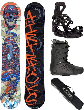 Чоловічий комплект для сноуборду Airtracks Diamond Heart Carbon Wide Hybrid Rocker 160 см з кріпленнями Master, черевиками Star Black 45 і сумкою, фрірайд/фрістайл