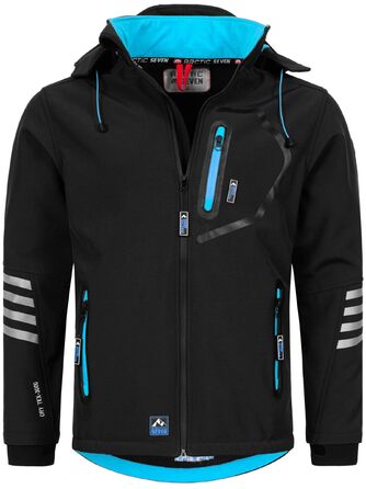 Чоловіча куртка Softshell AS301: водонепроникна outdoor-куртка з флісовою підкладкою, дихаюча, чорно-синя (5XL)