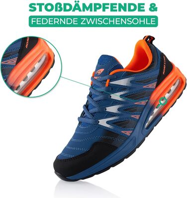 Спортивні кросівки для жінок та чоловіків, амортизація, легкі бігові кросівки (41 EU, синій, чорний, білий)