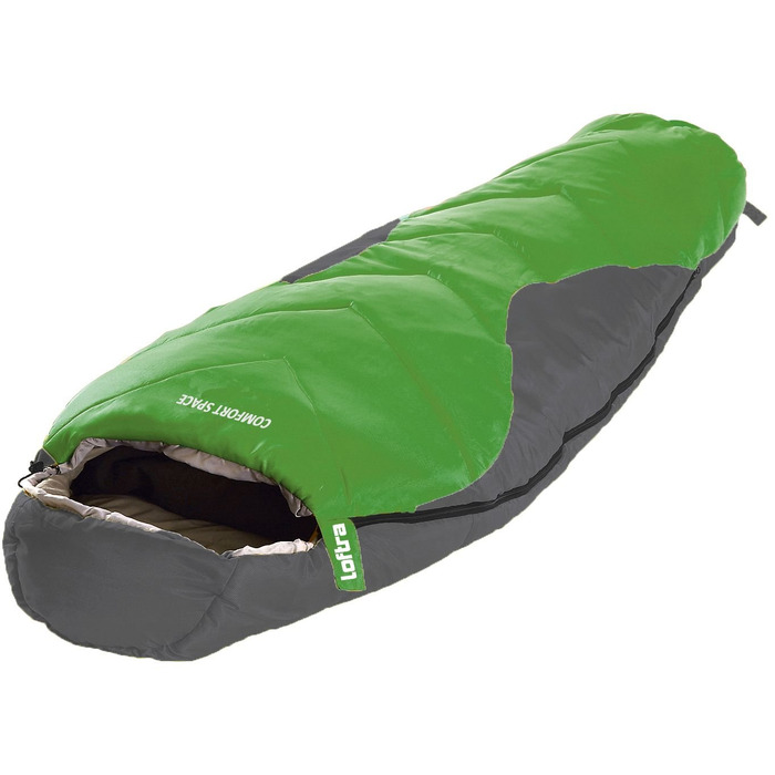 Спальний мішок Mumien Comfort Space зелено-сірий 230x85x70 см до -23°C