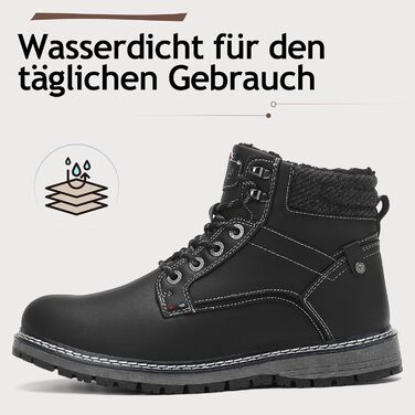 Чоловічі зимові черевики ANALEAF - теплі зимові чоботи для вулиці, водонепроникні, з антиковзкою підошвою, трекінгові, зелені (чорні, 42 EU)