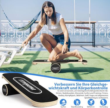 Балансборд Roller Holz Trainer: Дерев'яний балансборд для тренувань, чорний