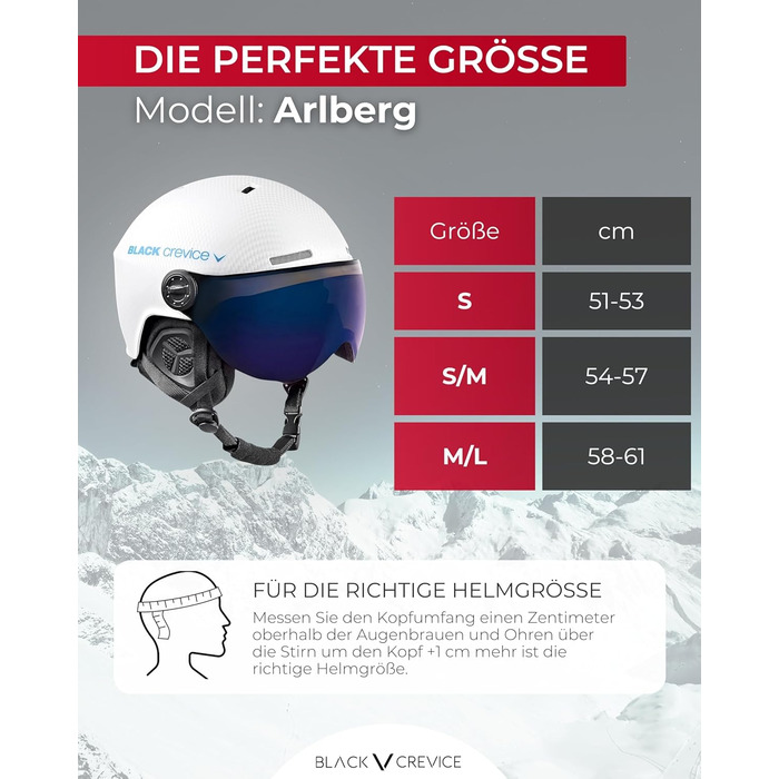 Шолом гірськолижний Black Crevice Arlberg з візором (S, 51-54), карбон білий/синій