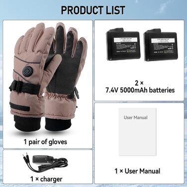 Електричні грілки для рук для чоловіків та жінок, 7.4V 5000mAh/6000mAh, сенсорний екран, 3 режими, 45/50/55°C, неслизькі, для катання на велосипеді, лижах, кемпінгу (Рожевий, 5000mAh)