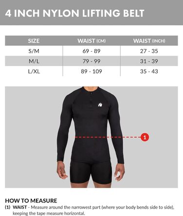 Пояс для бодібілдингу та фітнесу Gorilla Wear 4'' нейлоновий, чорний, для чоловіків і жінок