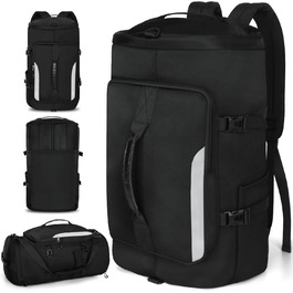 Спортивна сумка JiangLin 45L з відділенням для взуття та мокрих речей, велика дорожня сумка для чоловіків та жінок, рюкзак-валіза для спорту, подорожей, фітнесу, плавання (чорний)