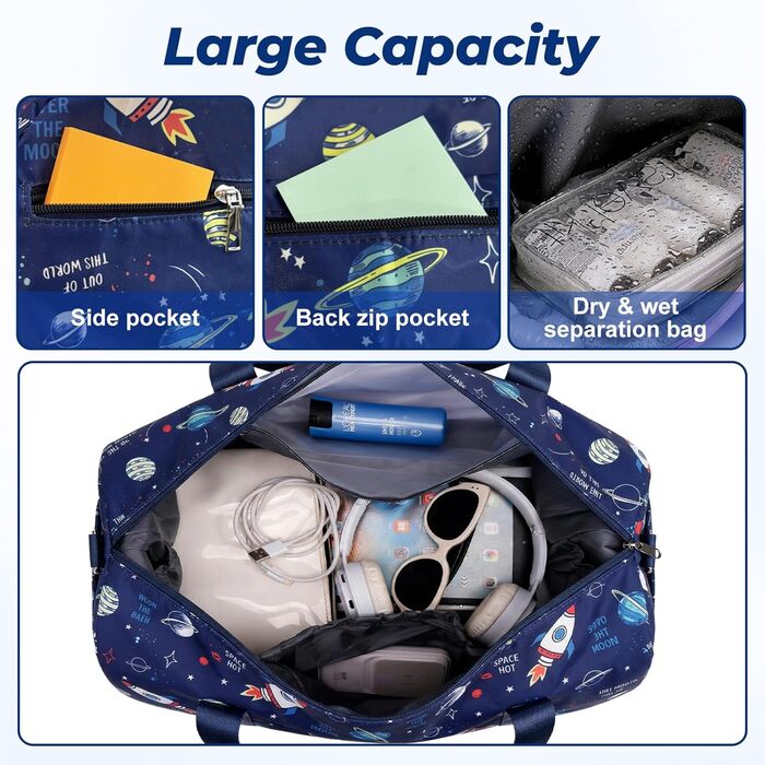 Спортивна сумка Flintronic для дітей та дівчат, сумка для плавання з відділенням для вологих речей, синя, 46x20x25 см