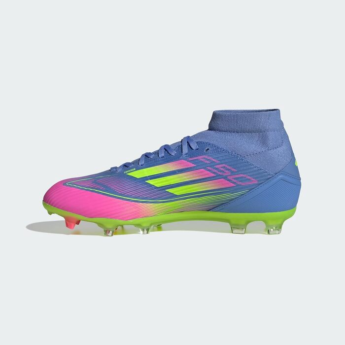 Жіночі футбольні бутси Adidas F50 League Mid Top для твердого/багатоповерххового покриття (39 1/3 EU, Blue Fusion Lucid Lemon Lucid Pink)
