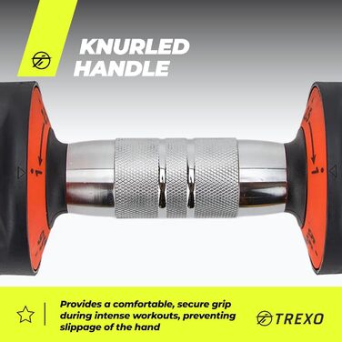 Набір гантелей TREXO регульований 2x5.75 кг зі сталі з неслизькими ручками. Ідеально для силових тренувань вдома та у фітнес-залі. Набір гантелей, короткі гантелі зі стійким підставою