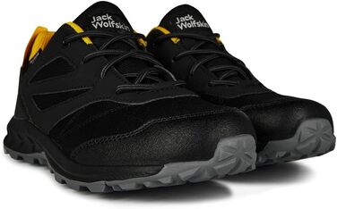 Черевики туристичні Jack Wolfskin Woodland Texapore Low для дітей, 33 EU, чорний/жовтий