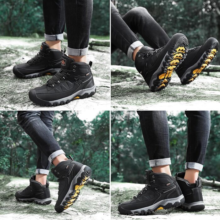 Чоловічі зимові черевики AX BOXING: утеплені, для ходьби та трекінгу, розмір 41-46 EU, колір світло-чорний