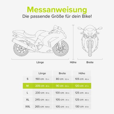 Накриття для мотоцикла VELMIA - термостійке до 300°C, зимове, для Vespa, мопедів, мотоциклів (M, 205 x 90 x 120 см)