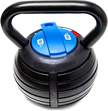 BRAINGAIN Smart Kettlebell регульована 3-18 кг, 7-в-1 | 7 рівнів ваги (3, 5.5, 8, 11, 13.5, 16, 18 кг) | Для домашніх тренувань, компактний дизайн