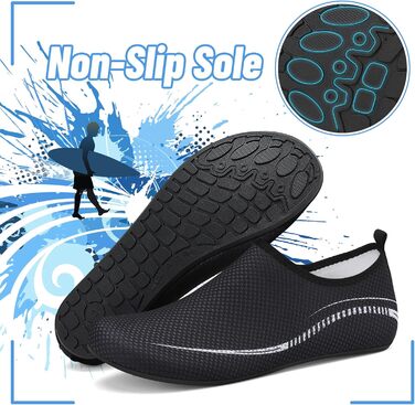 Чоботи для плавання та водного спорту: чоловічі та жіночі неопренові тапки, для пляжу, серфінгу, басейну (41 EU, 788 Чорний)