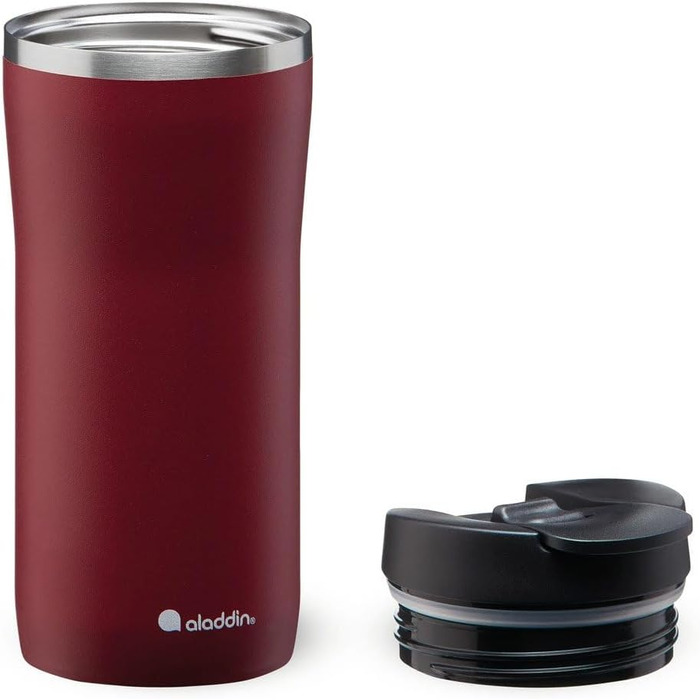 Термочашка Aladdin Barista Mocca 0.35 л, нержавіюча сталь, герметична, для кави, зберігає тепло 3 години, BPA-free, бордова, для подорожей, для напоїв, підходить для миття в посудомийці