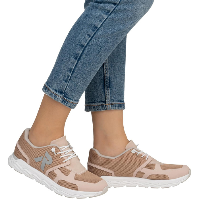 Кросівки Rieker білі жіночі повсякденні низькі, 39 EU, рожеві деталі (31)