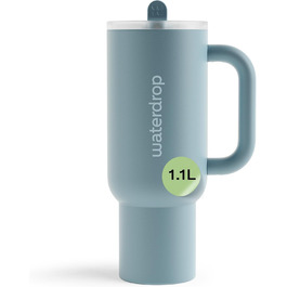 Термос-пляшка waterdrop® з трубочкою 1,1 л, нержавіюча сталь, ізольована, герметична, з відкидною кришкою, зберігає холод до 12 годин