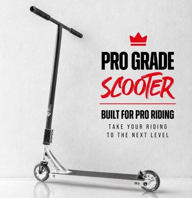 Трюковий самокат CORE Stunt Scooter Trick 110mm ABEC 9, висота 78-96 см, сріблястий, для дітей та професіоналів (від 5 років) + наклейка Fantic26