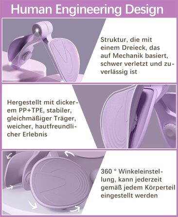 Тренування стегон та сідниць Oberschenkeltrainer 35lb для жінок та чоловіків. Тренажер для дому. Фітнес, спорт, 16 кг, фіолетовий