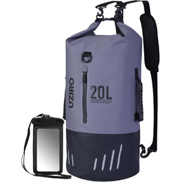 Водонепроникний рюкзак UZIRO 20L, Dry Bag, сірий