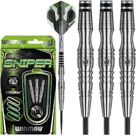 Дротики Winmau Sniper Profi з вольфраму для дартсу, сталевий наконечник, 23 г, комплект з оперенням та стрижнями