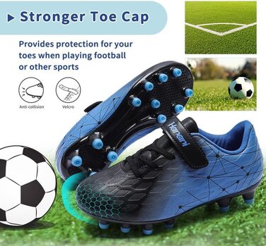 Дитячі футбольні бутси Hanani FG/AG для штучного покриття та натурального газону, чорно-сині, 33 EU (унісекс)