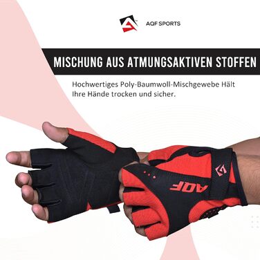 Фитнес рукавички AQF для тренувань, бодібілдингу та важкої атлетики. Червоні, розмір XXL
