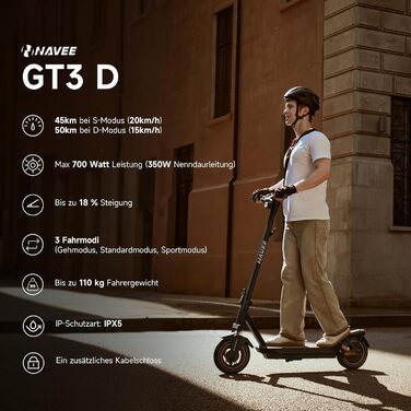 Електросамокат NAVEE GT3 D 350W, запас ходу 50 км, чотирипружинна підвіска, складаний, IPX5, TÜV, для міста та нерівних доріг