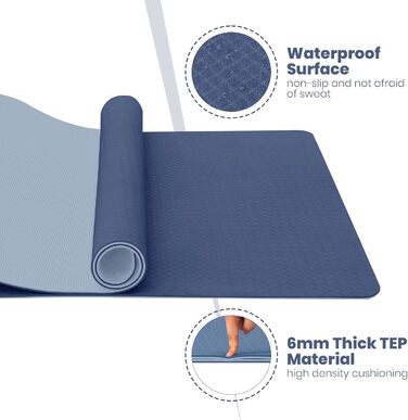 Килимок для йоги Narwhal XXL, TPE, 190x80 см, антиковзаюча, спортивний, тренувальний, для фітнесу, зелено-чорний