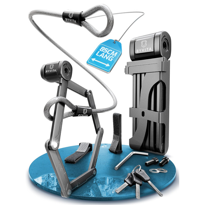 Замок для велосипеда складний 85см з кабельним замком - висока безпека, для електровелосипеда, з кріпленням