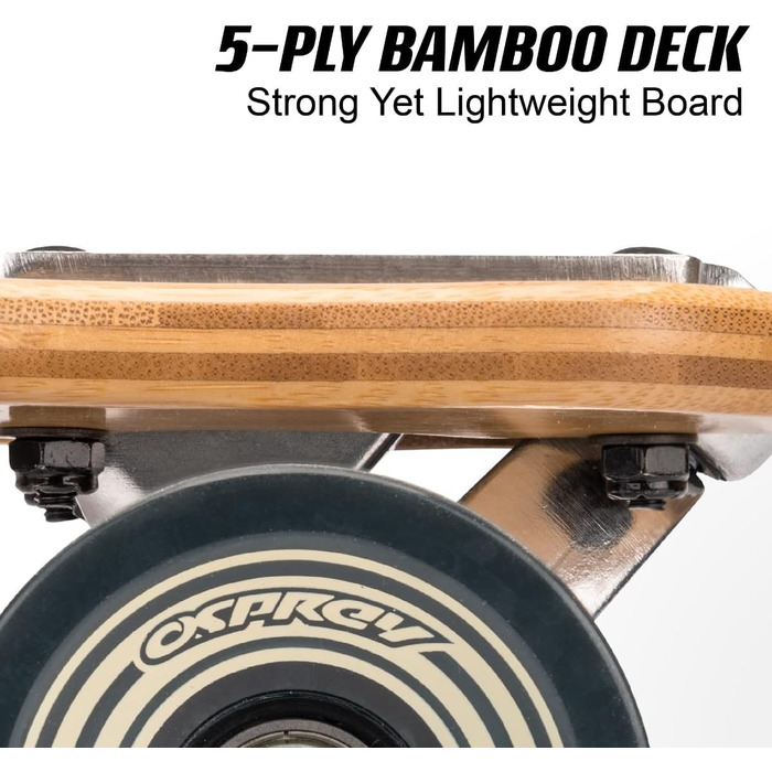 Скейборд Osprey Longboard 42'' з подвійною носовою частиною, 5-шаровий бамбук, для дітей, дорослих та новачків, дизайн 'Орел', різні кольори