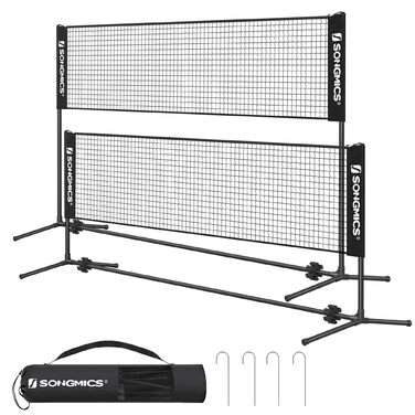 SONGMICS Сітка для бадмінтону та волейболу, регульована висота, портативний набір 3 м, чорний