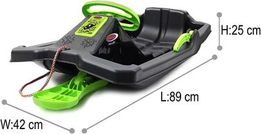 Сніговий санки Bob Black Devil з кермом, гальмом та ручним гальмом, від 3 років, чорний