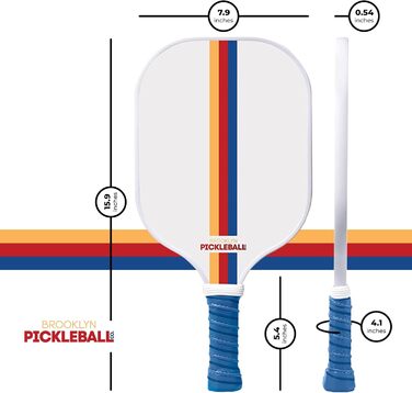 Паддл для піклболу Brooklyn Pickleball Co. | Вуглецеве волокно | Вулик | Нековзний руків'я | Одиночний | Білий